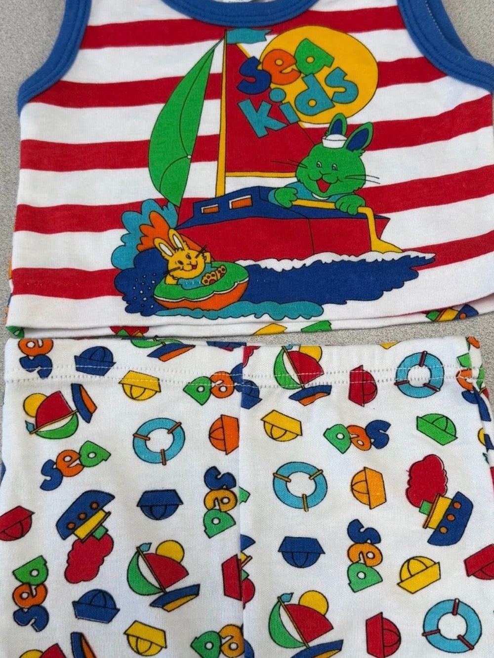 Vintage Cuties by Judy 12M Nautical Sailboat Bunny 2 Piece Outfit